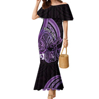 Purple Polynesia Easter Day Mermaid Dress Eggs With Bunny Polynesian Pattern