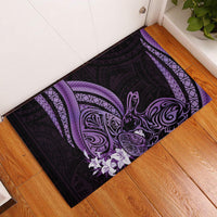 Purple Polynesia Easter Day Rubber Doormat Eggs With Bunny Polynesian Pattern