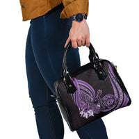 Purple Polynesia Easter Day Shoulder Handbag Eggs With Bunny Polynesian Pattern