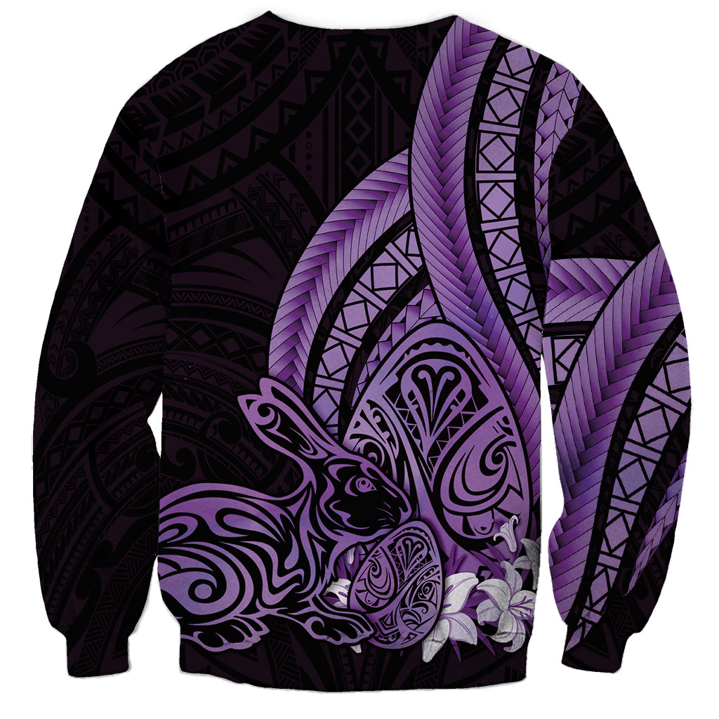 Purple Polynesia Easter Day Sweatshirt Eggs With Bunny Polynesian Pattern