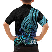 Turquoise Polynesia Easter Day Family Matching Off The Shoulder Long Sleeve Dress and Hawaiian Shirt Eggs With Bunny Polynesian Pattern LT14 - Polynesian Pride