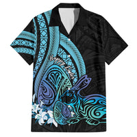 Turquoise Polynesia Easter Day Family Matching Puletasi and Hawaiian Shirt Eggs With Bunny Polynesian Pattern