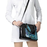 Turquoise Polynesia Easter Day Shoulder Handbag Eggs With Bunny Polynesian Pattern
