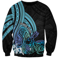 Turquoise Polynesia Easter Day Sweatshirt Eggs With Bunny Polynesian Pattern