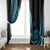 Turquoise Polynesia Easter Day Window Curtain Eggs With Bunny Polynesian Pattern