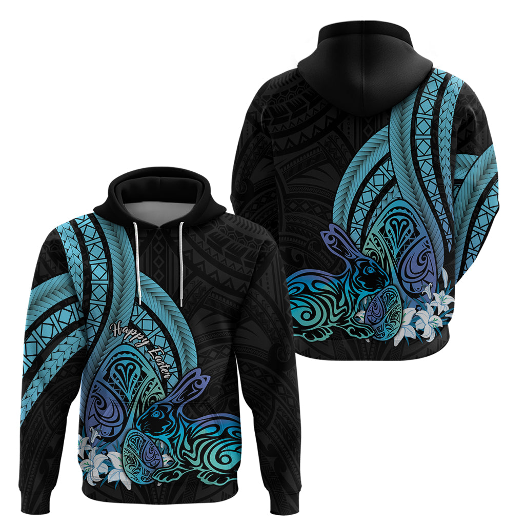 Turquoise Polynesia Easter Day Zip Hoodie Eggs With Bunny Polynesian Pattern LT14 - Polynesian Pride