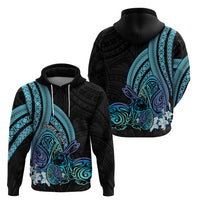 Turquoise Polynesia Easter Day Zip Hoodie Eggs With Bunny Polynesian Pattern LT14 - Polynesian Pride
