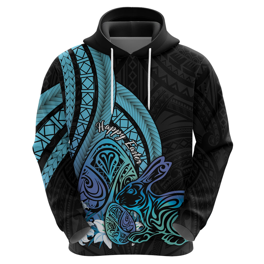 Turquoise Polynesia Easter Day Zip Hoodie Eggs With Bunny Polynesian Pattern LT14 - Polynesian Pride