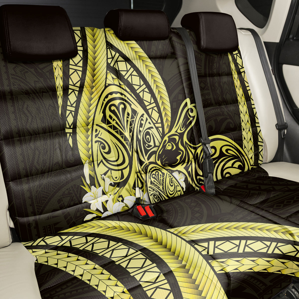 Yellow Polynesia Easter Day Back Car Seat Cover Eggs With Bunny Polynesian Pattern LT14 - Polynesian Pride