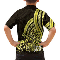 Yellow Polynesia Easter Day Family Matching Off Shoulder Maxi Dress and Hawaiian Shirt Eggs With Bunny Polynesian Pattern LT14 - Polynesian Pride