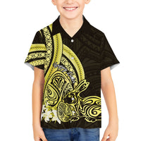 Yellow Polynesia Easter Day Hawaiian Shirt Eggs With Bunny Polynesian Pattern