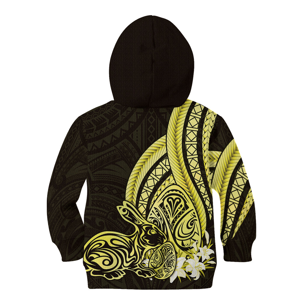 Yellow Polynesia Easter Day Kid Hoodie Eggs With Bunny Polynesian Pattern LT14 - Polynesian Pride