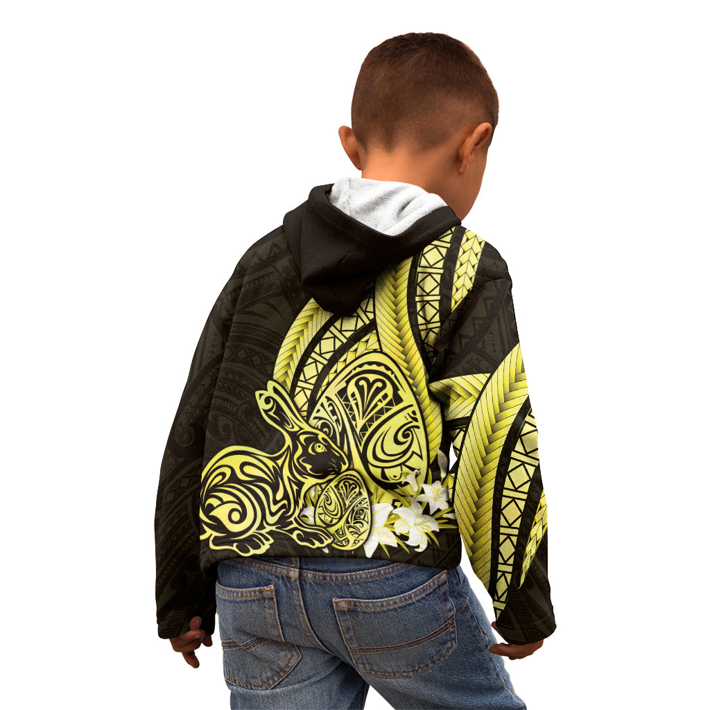 Yellow Polynesia Easter Day Kid Hoodie Eggs With Bunny Polynesian Pattern LT14 - Polynesian Pride