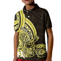 Yellow Polynesia Easter Day Kid Polo Shirt Eggs With Bunny Polynesian Pattern