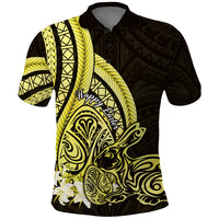 Yellow Polynesia Easter Day Polo Shirt Eggs With Bunny Polynesian Pattern