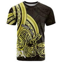 Yellow Polynesia Easter Day T Shirt Eggs With Bunny Polynesian Pattern