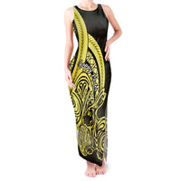 Yellow Polynesia Easter Day Tank Maxi Dress Eggs With Bunny Polynesian Pattern