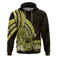 Yellow Polynesia Easter Day Zip Hoodie Eggs With Bunny Polynesian Pattern LT14 Pullover Hoodie Yellow - Polynesian Pride