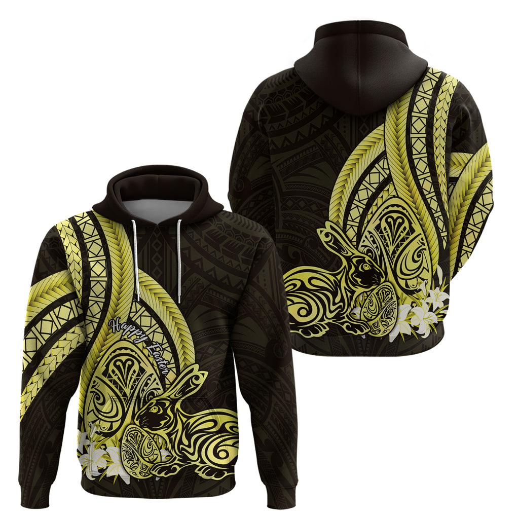 Yellow Polynesia Easter Day Zip Hoodie Eggs With Bunny Polynesian Pattern LT14 - Polynesian Pride