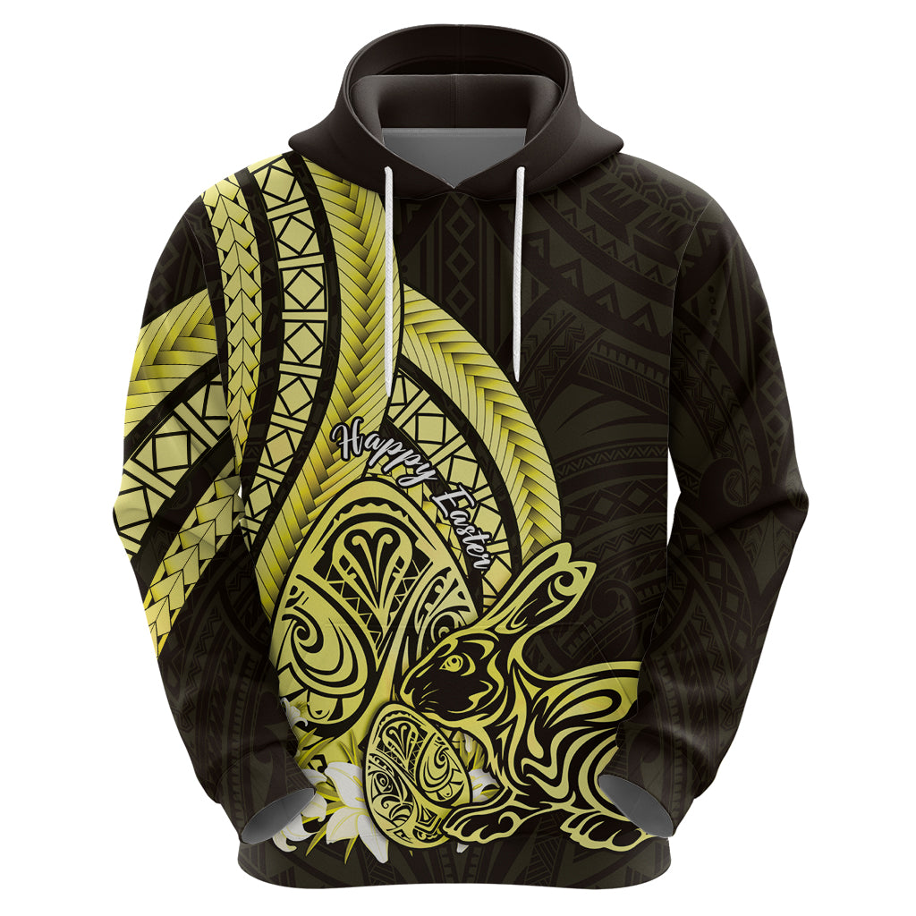 Yellow Polynesia Easter Day Zip Hoodie Eggs With Bunny Polynesian Pattern LT14 - Polynesian Pride