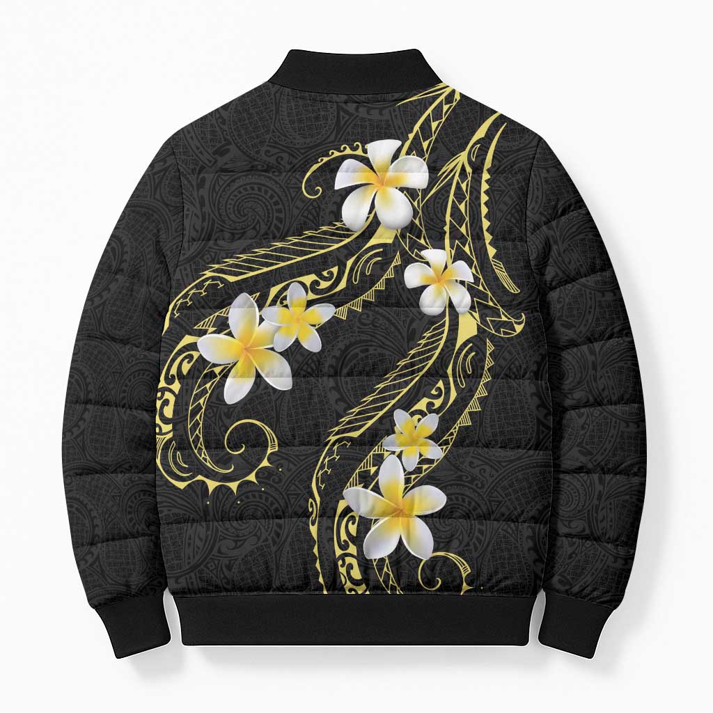 Polynesia Tattoo With Plumeria Bomber Puffer Jacket Elegant Vibes