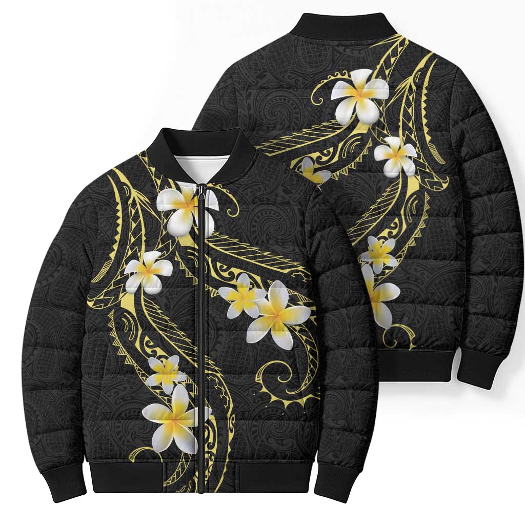 Polynesia Tattoo With Plumeria Bomber Puffer Jacket Elegant Vibes