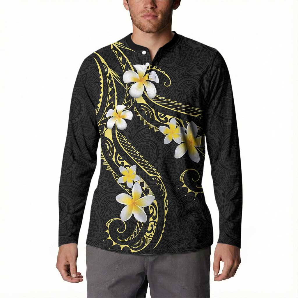 Polynesia Tattoo With Plumeria Button Sweatshirt Elegant Vibes