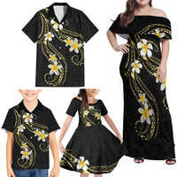 Polynesia Tattoo With Plumeria Family Matching Off Shoulder Maxi Dress and Hawaiian Shirt Elegant Vibes