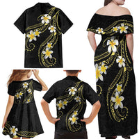 Polynesia Tattoo With Plumeria Family Matching Off Shoulder Maxi Dress and Hawaiian Shirt Elegant Vibes