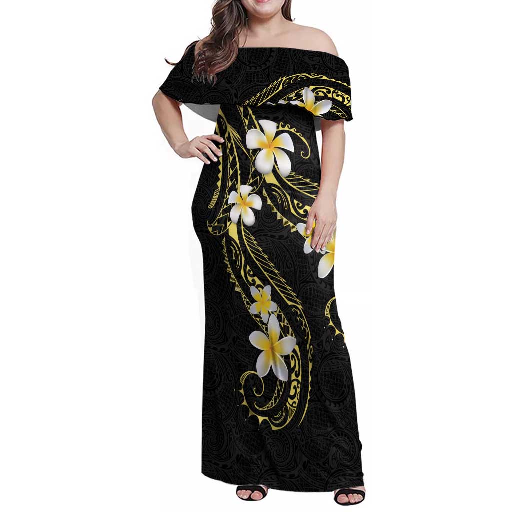 Polynesia Tattoo With Plumeria Family Matching Off Shoulder Maxi Dress and Hawaiian Shirt Elegant Vibes