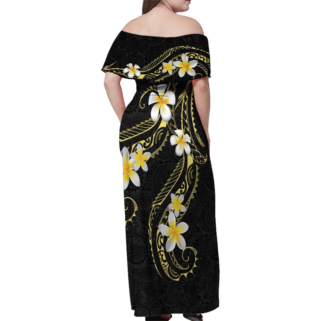 Polynesia Tattoo With Plumeria Family Matching Off Shoulder Maxi Dress and Hawaiian Shirt Elegant Vibes