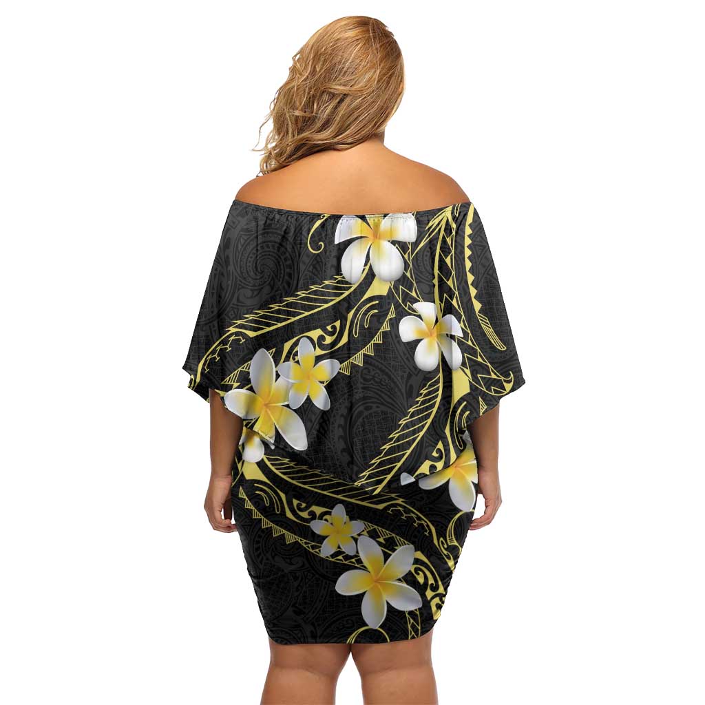 Polynesia Tattoo With Plumeria Family Matching Off Shoulder Short Dress and Hawaiian Shirt Elegant Vibes