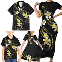 Polynesia Tattoo With Plumeria Family Matching Short Sleeve Bodycon Dress and Hawaiian Shirt Elegant Vibes LT14 - Polynesian Pride