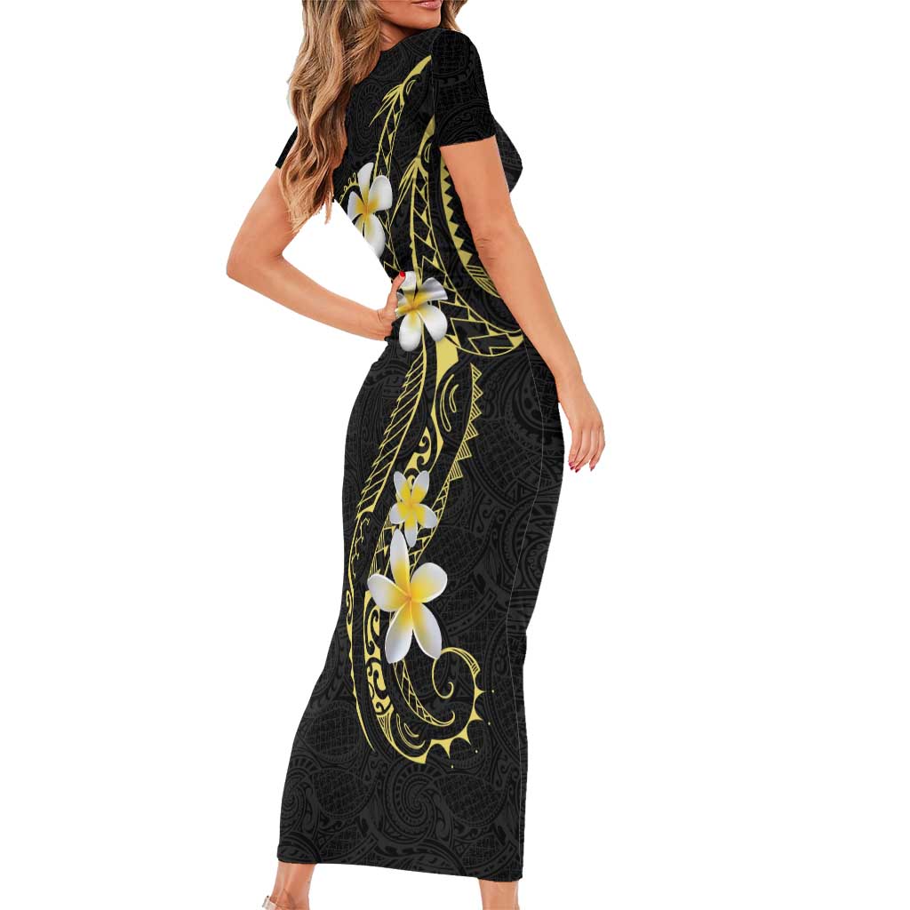 Polynesia Tattoo With Plumeria Family Matching Short Sleeve Bodycon Dress and Hawaiian Shirt Elegant Vibes LT14 - Polynesian Pride