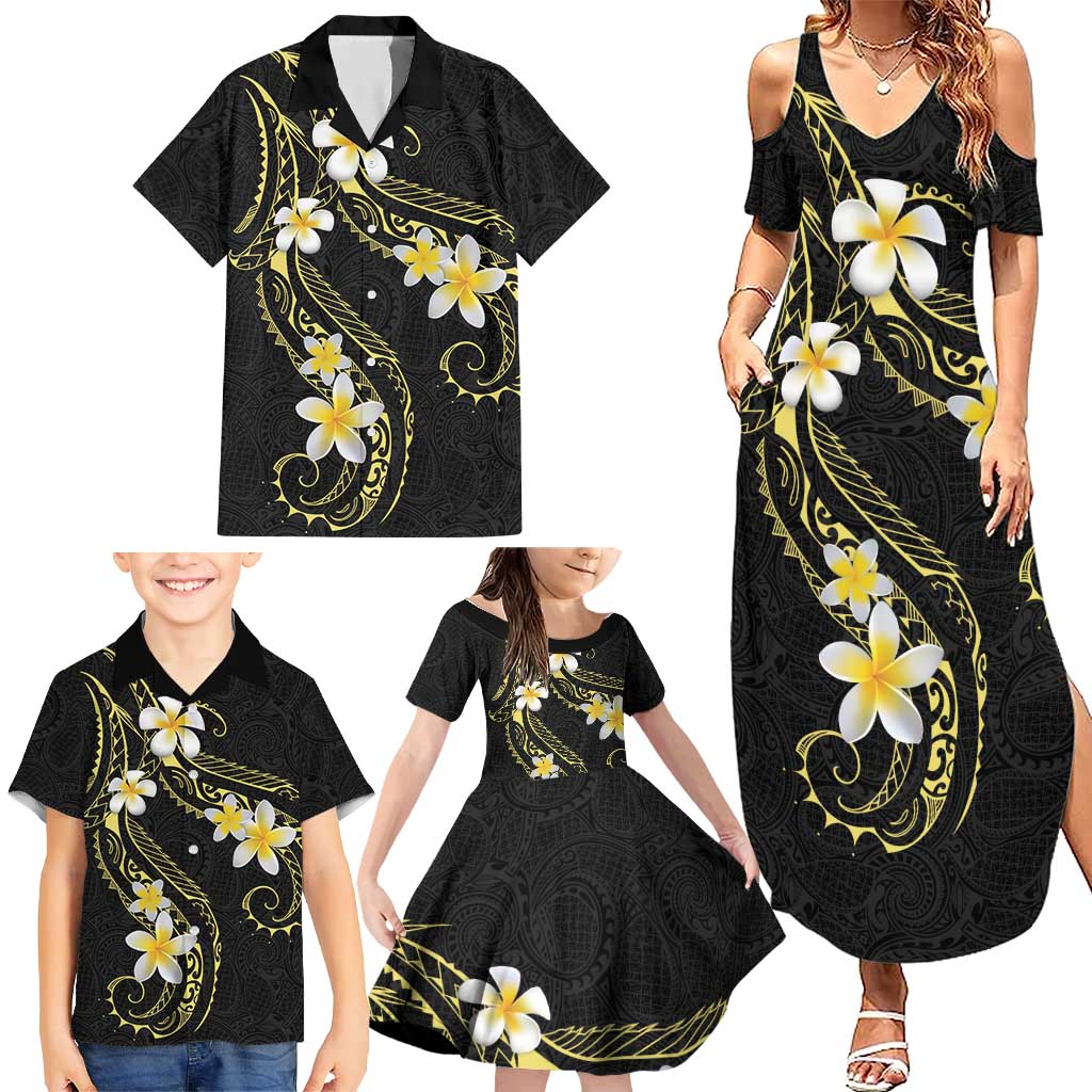 Polynesia Tattoo With Plumeria Family Matching Summer Maxi Dress and Hawaiian Shirt Elegant Vibes