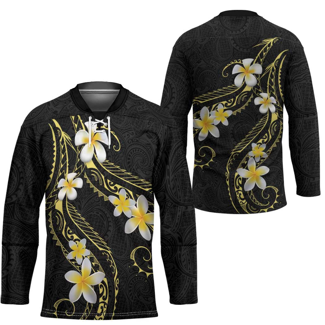 Polynesia Tattoo With Plumeria Hockey Jersey Elegant Vibes