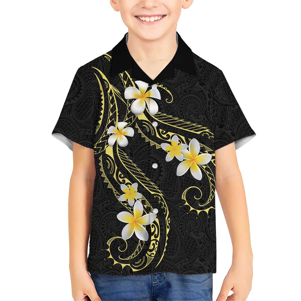 Polynesia Tattoo With Plumeria Kid Hawaiian Shirt Elegant Vibes