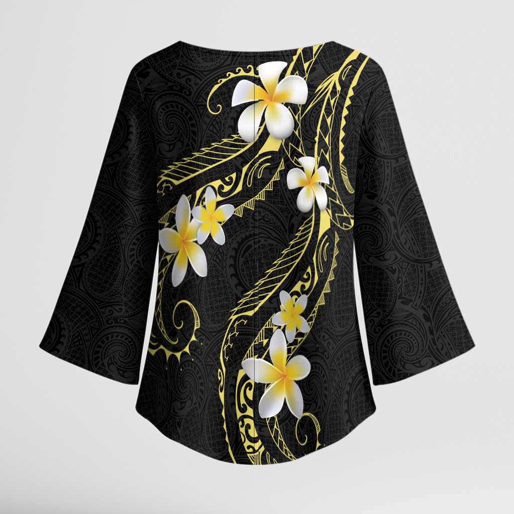 Polynesia Tattoo With Plumeria Kimono Sleeve Blouse Elegant Vibes