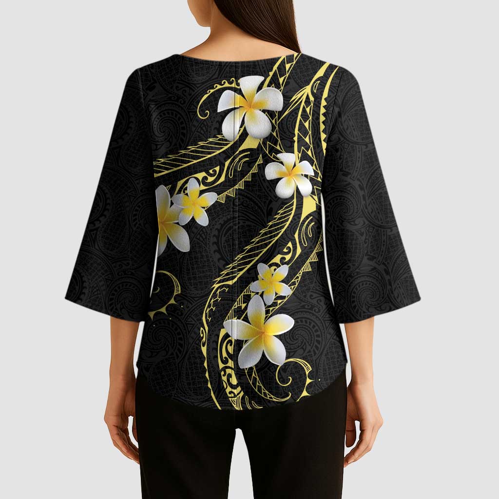 Polynesia Tattoo With Plumeria Kimono Sleeve Blouse Elegant Vibes