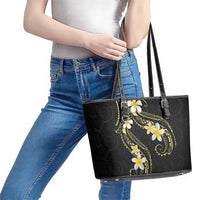Polynesia Tattoo With Plumeria Leather Tote Bag Elegant Vibes