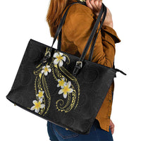 Polynesia Tattoo With Plumeria Leather Tote Bag Elegant Vibes
