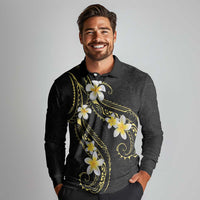 Polynesia Tattoo With Plumeria Long Sleeve Polo Shirt Elegant Vibes