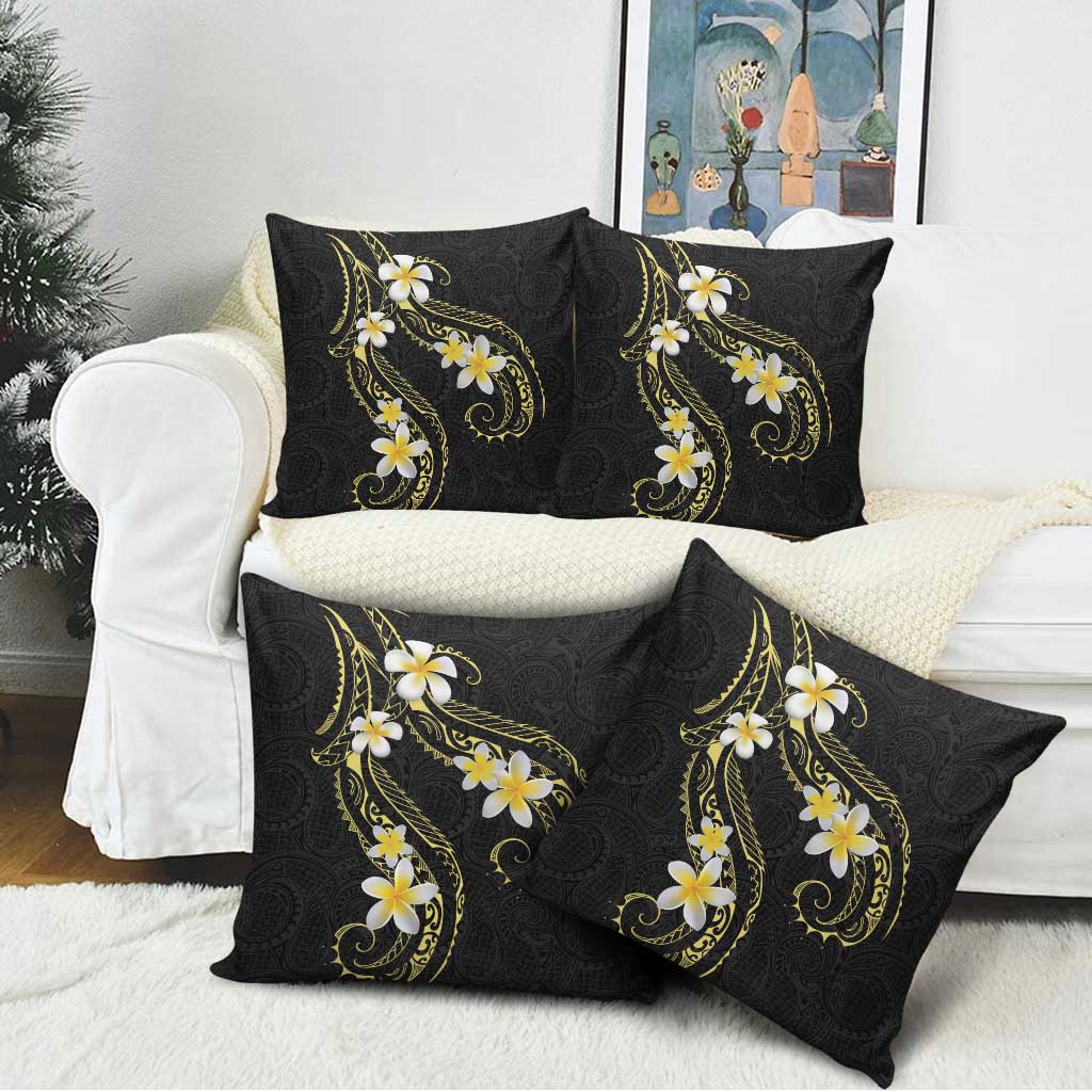 Polynesia Tattoo With Plumeria Pillow Cover Elegant Vibes