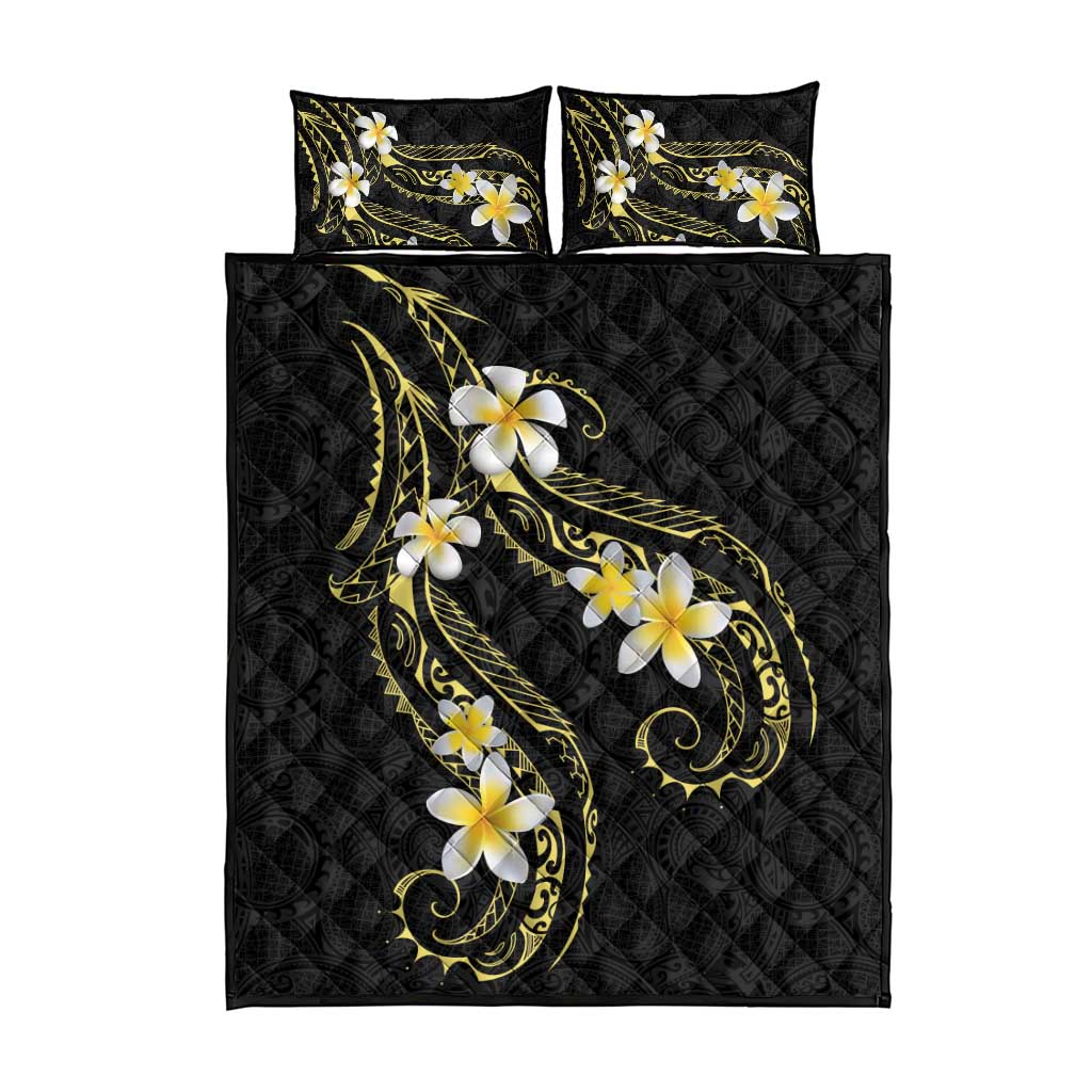 Polynesia Tattoo With Plumeria Quilt Bed Set Elegant Vibes
