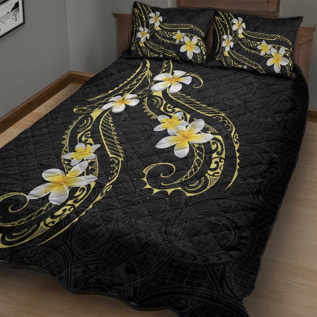 Polynesia Tattoo With Plumeria Quilt Bed Set Elegant Vibes