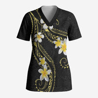 Polynesia Tattoo With Plumeria Scrub Top Elegant Vibes