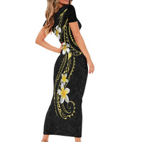 Polynesia Tattoo With Plumeria Short Sleeve Bodycon Dress Elegant Vibes