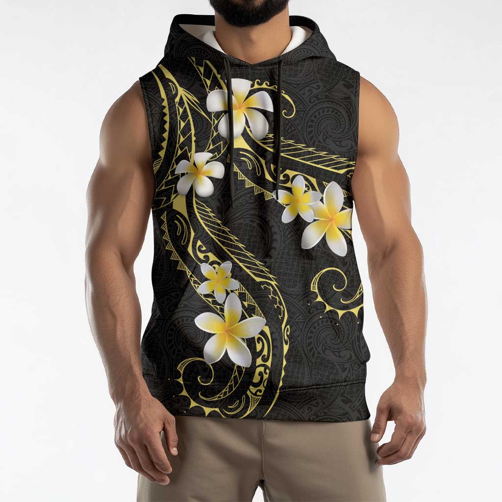 Polynesia Tattoo With Plumeria Sleeveless Hoodie Elegant Vibes