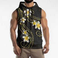Polynesia Tattoo With Plumeria Sleeveless Zip Hoodie Elegant Vibes