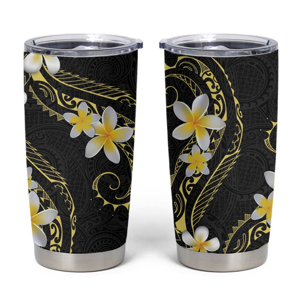 Polynesia Tattoo With Plumeria Tumbler Cup Elegant Vibes